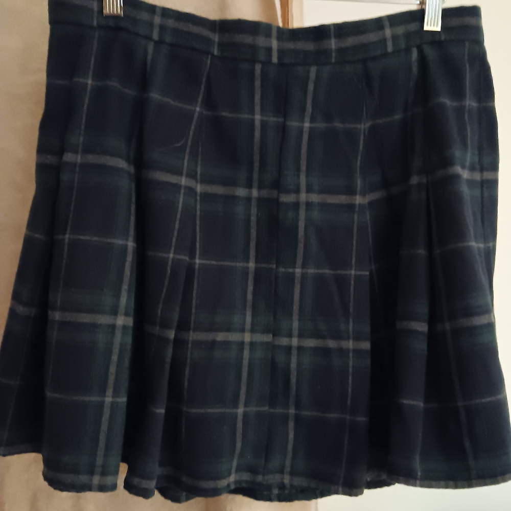 Plaid Mini Skirt in Blue/Green/Grey XL